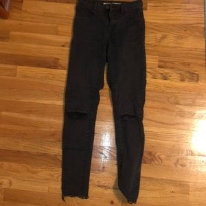 Stretchy grey-black Zara jeans with knee holes